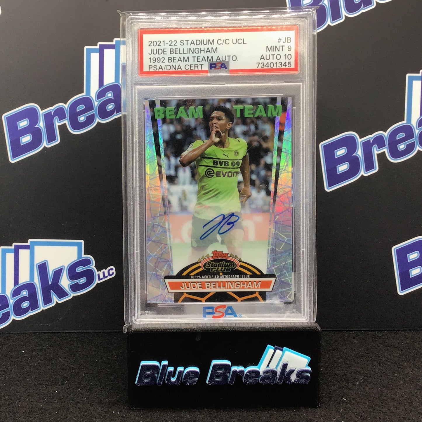 2021-22 - Jude Bellingham - Stadium Club - Beam Team - Borussia Dortmund - 50/199 - Champions League - 1992 - PSA 9 - Auto 10