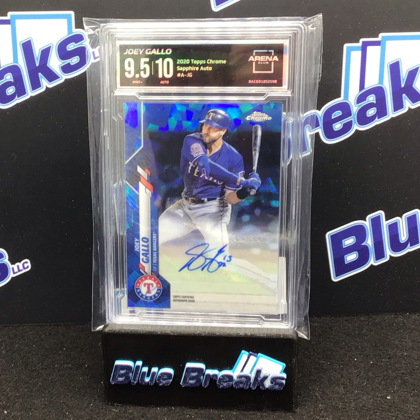 2020 Topps Chrome Sapphire Auto Joey Gallo Arena Club #A-JG Arena 9.5 Auto 10 Rangers