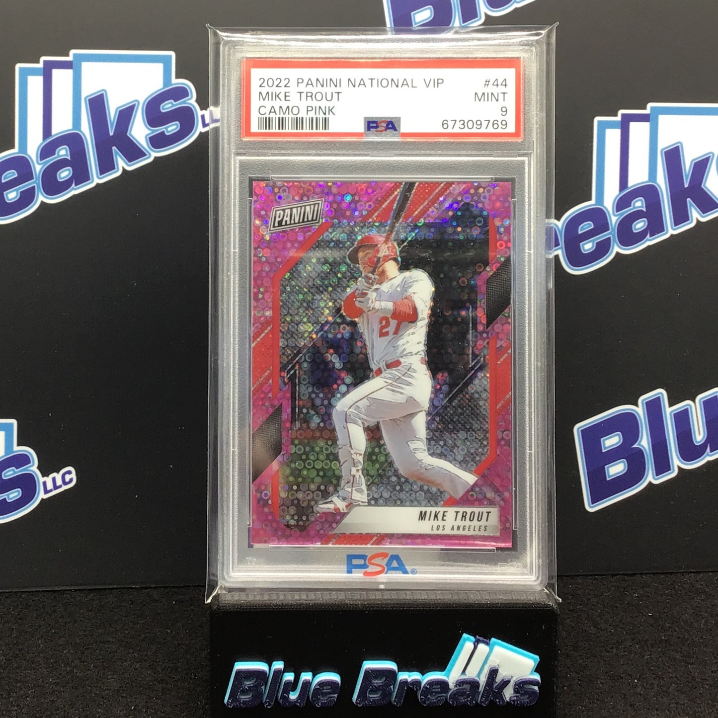 2022 Panini National VIP - Mike Trout - Camo Pink - Los Angeles Angels - PSA 9