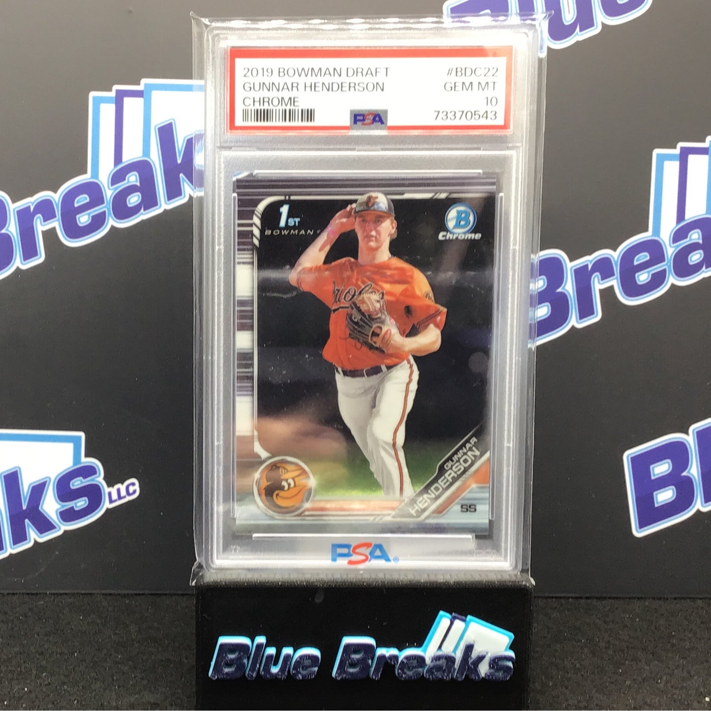 2019 Bowman Draft - Gunnar Henderson - Chrome - #BDC22 - PSA 10 - Baltimore Orioles