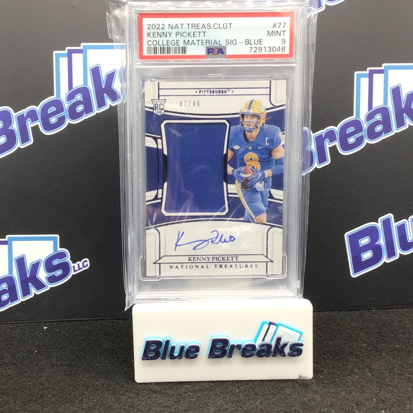 2022 National Treasures Collegiate - Kenny Pickett - College Materials - Signature - Blue - PSA 9 - #77 - Pitt - 47/49