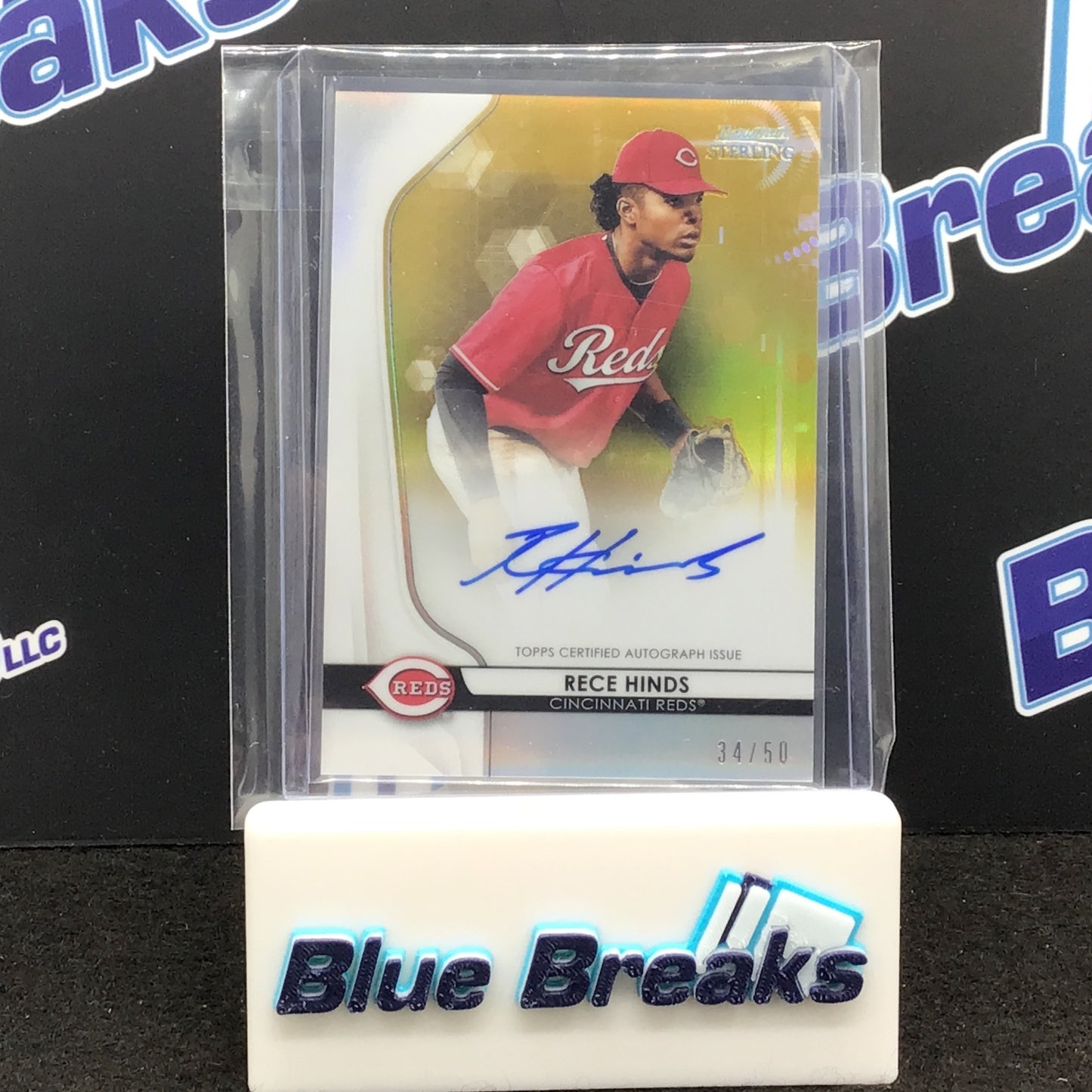 2020 Bowman Sterling - Rece Hinds - Gold - 34/50 - Cincinnati Reds