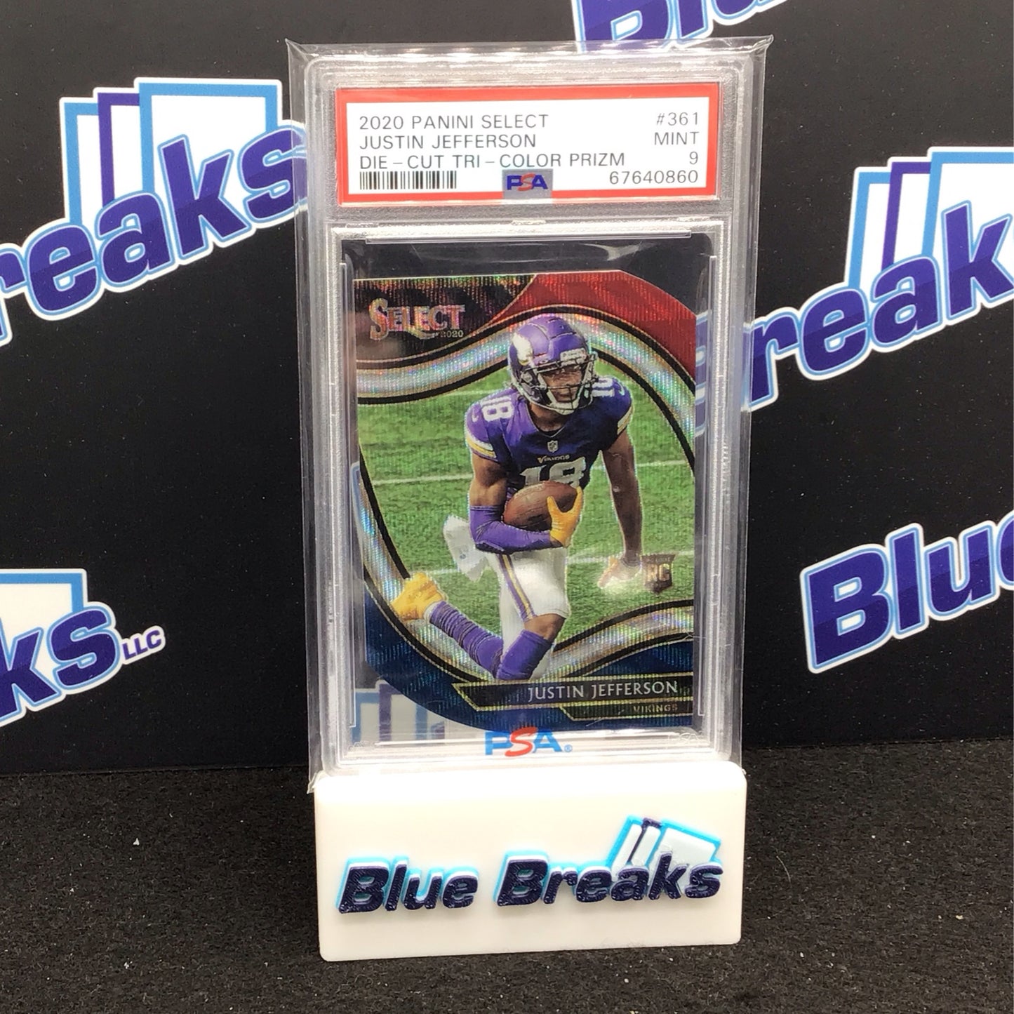 2020 Panin Select Die-Cut Tri-Color Prizm Justin Jefferson RC #361 PSA 9 Vikings