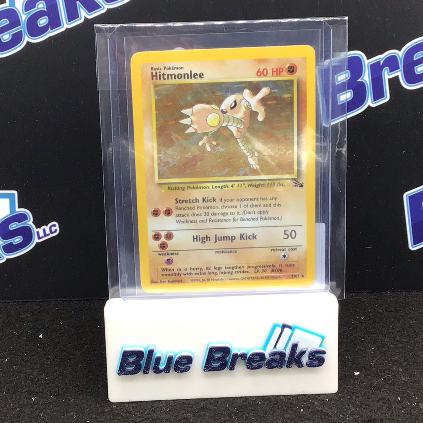 1999 Pokémon Fossil Hitmonlee Holo Rare 7/62