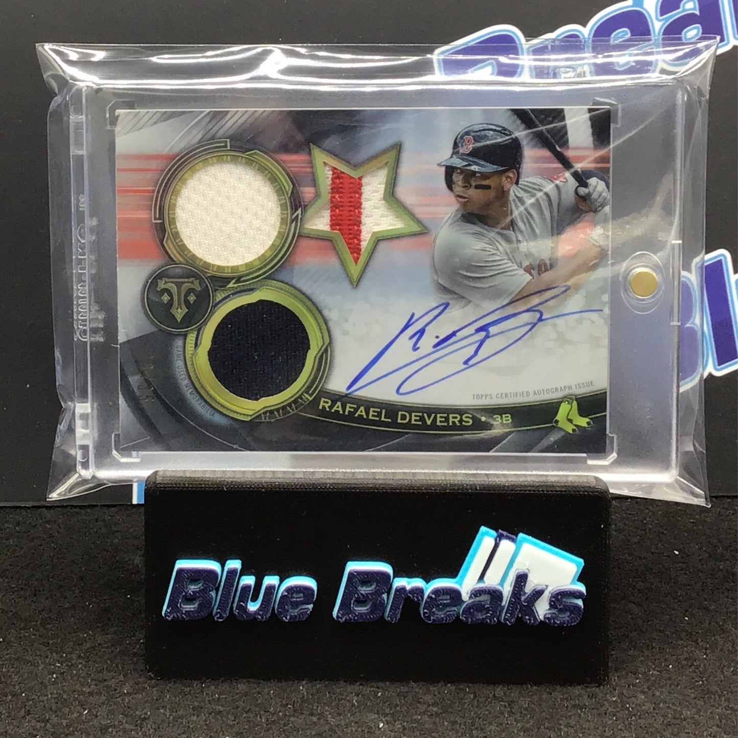 2019 Topps Triple Threads Rafael Devers tri relic auto 29/35 #RFPAR-RD Red Sox