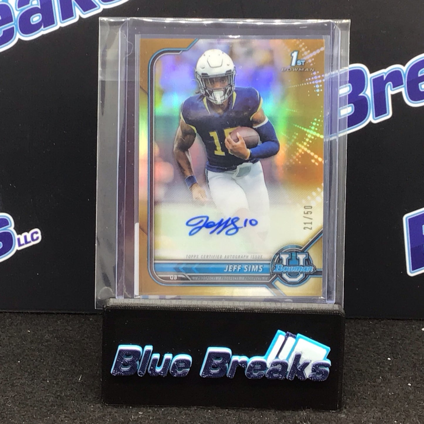 2021 Bowman U Chrome 1st Bowman gold Jeff Sims auto 21/50 #BCPA-JS Cornhuskers