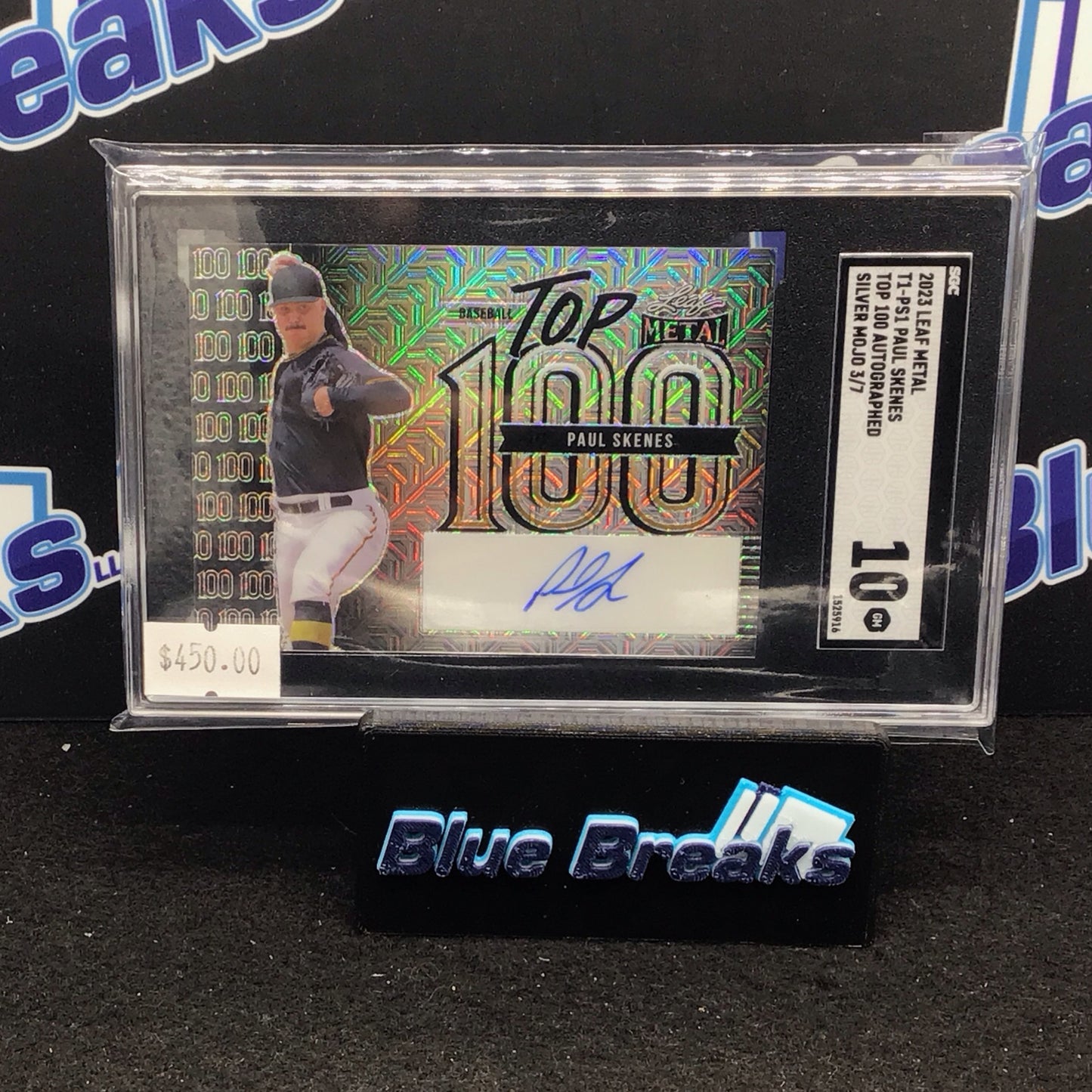 2023 Leaf Metal Silver Mojo Top 100 Paul Skenes auto 3/7 #T1-PS1 SGC 10 Pirates