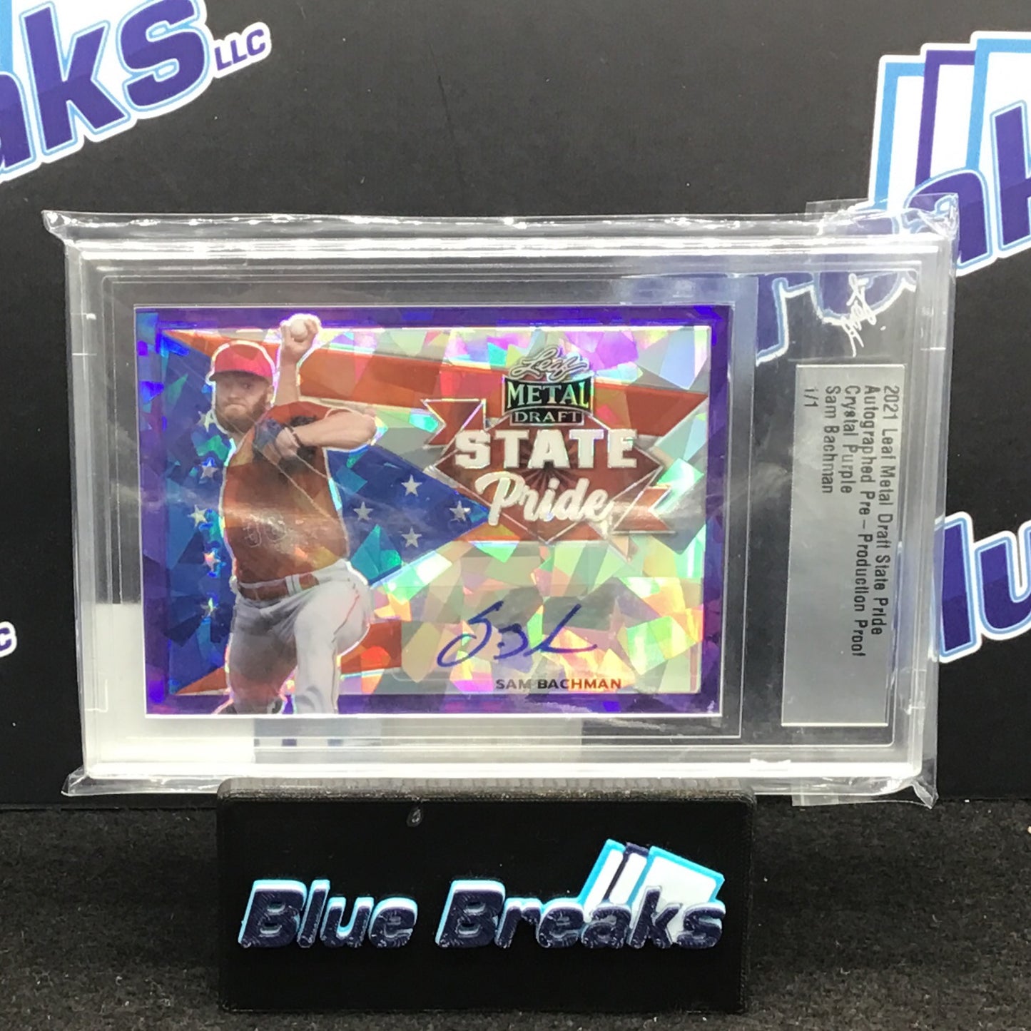 2021 Leaf Metal Draft State Pride Pre Production Proof Purple Sam Bachman auto 1/1