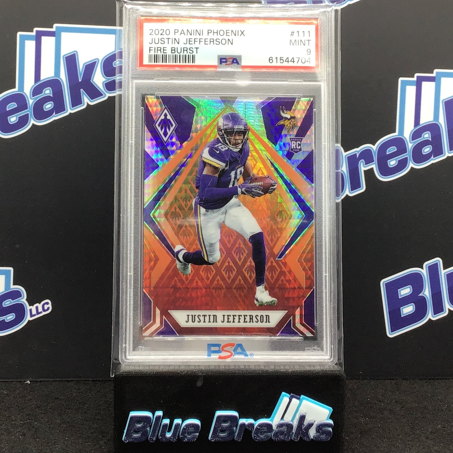 2020 Panini Phoenix - Justin Jefferson - Fire Burst - #111 - Minnesota Vikings - PSA 9