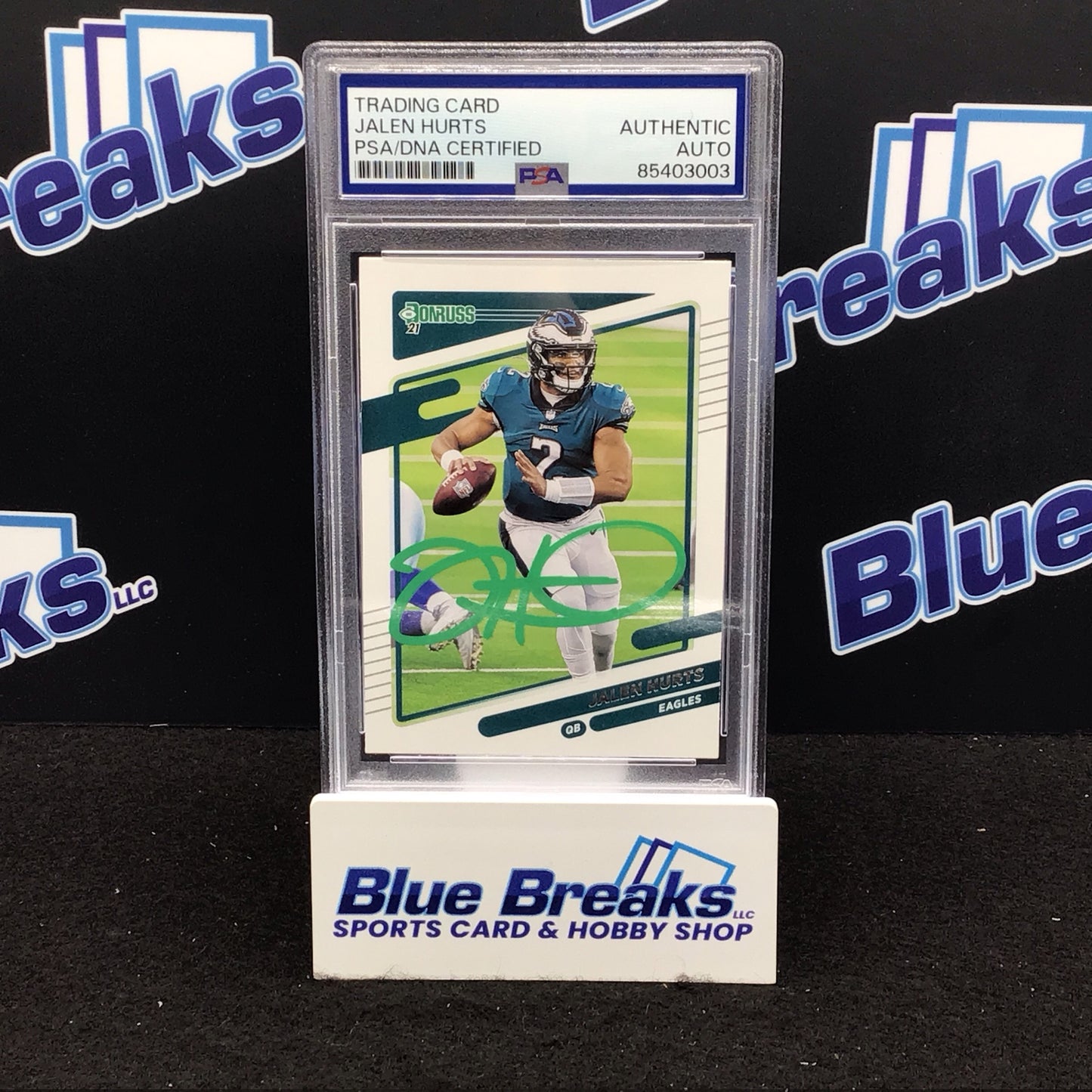 2021 Panini Donruss Jalen Hurts in person auto #108 PSA authentic Eagles