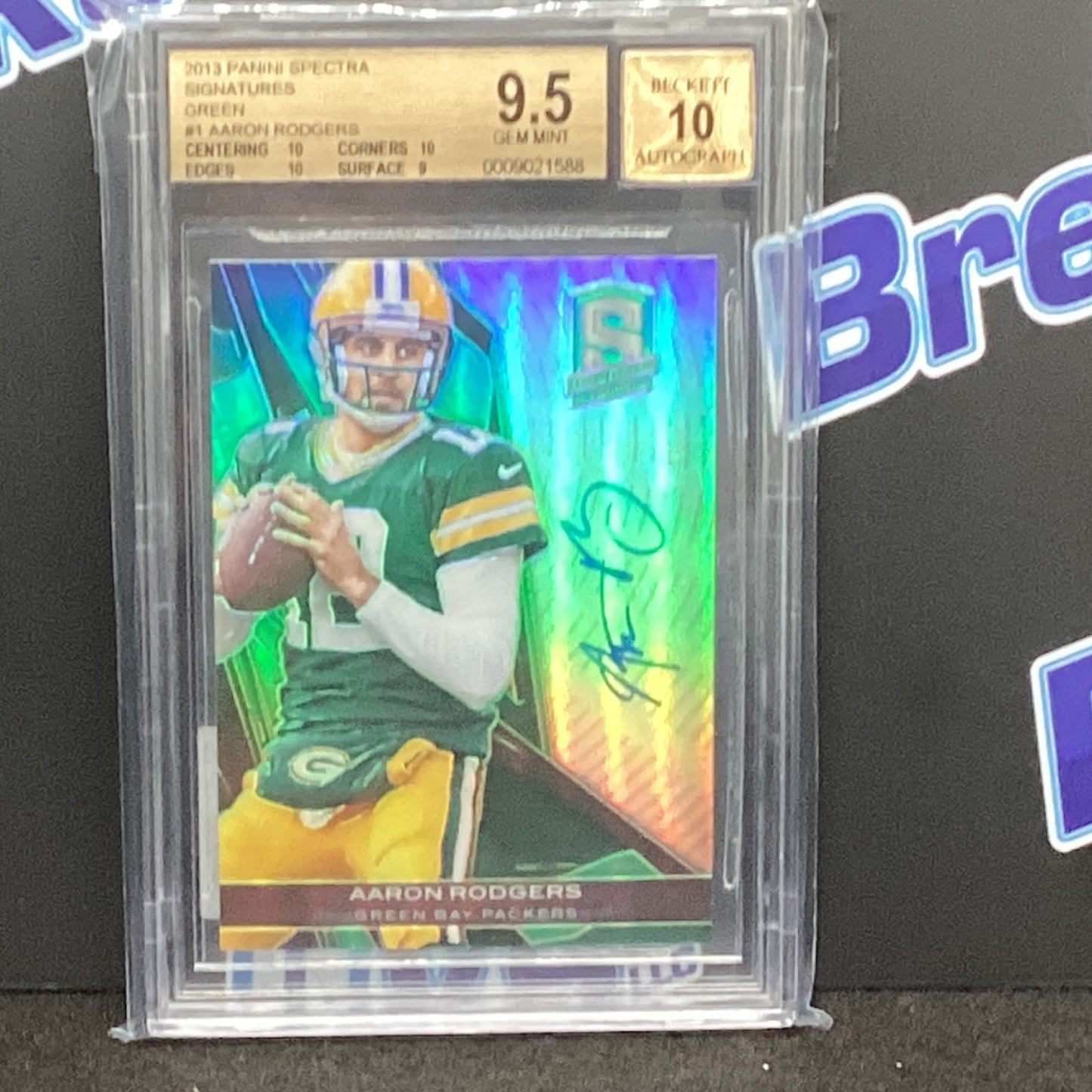2013 Panini Spectra Signatures Green Aaron Rodgers auto 1/5 1