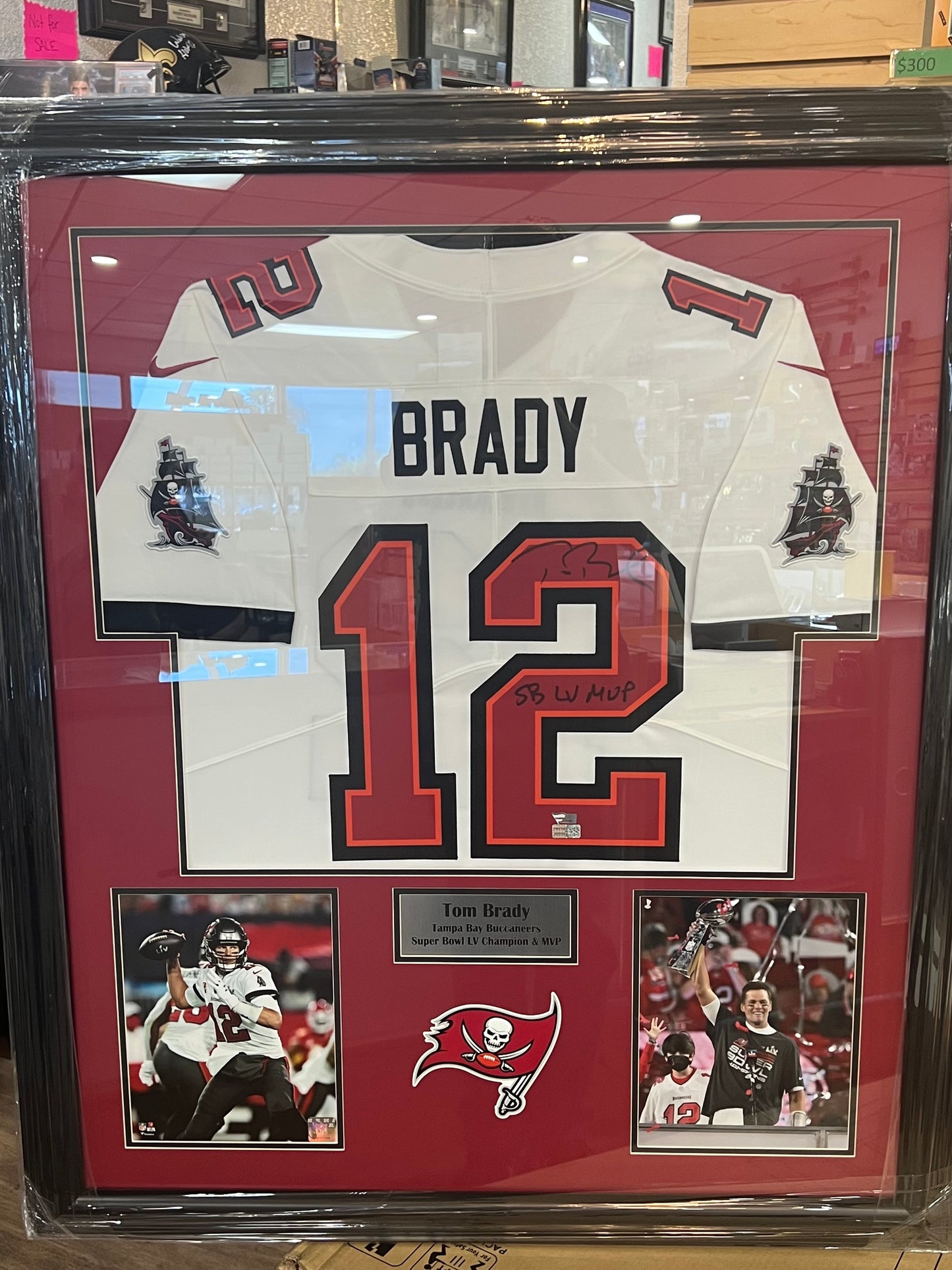 Tom Brady autographed framed jersey