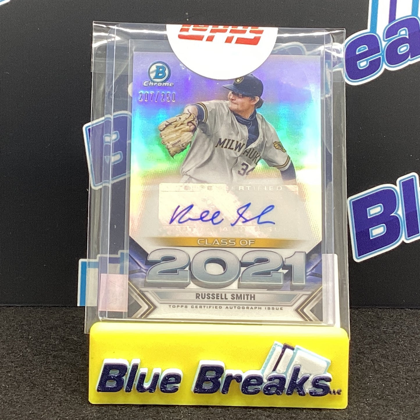 2021 Topps Bowman Chrome Draft Russell Smith auto 207/250 #C21-RS Brewers