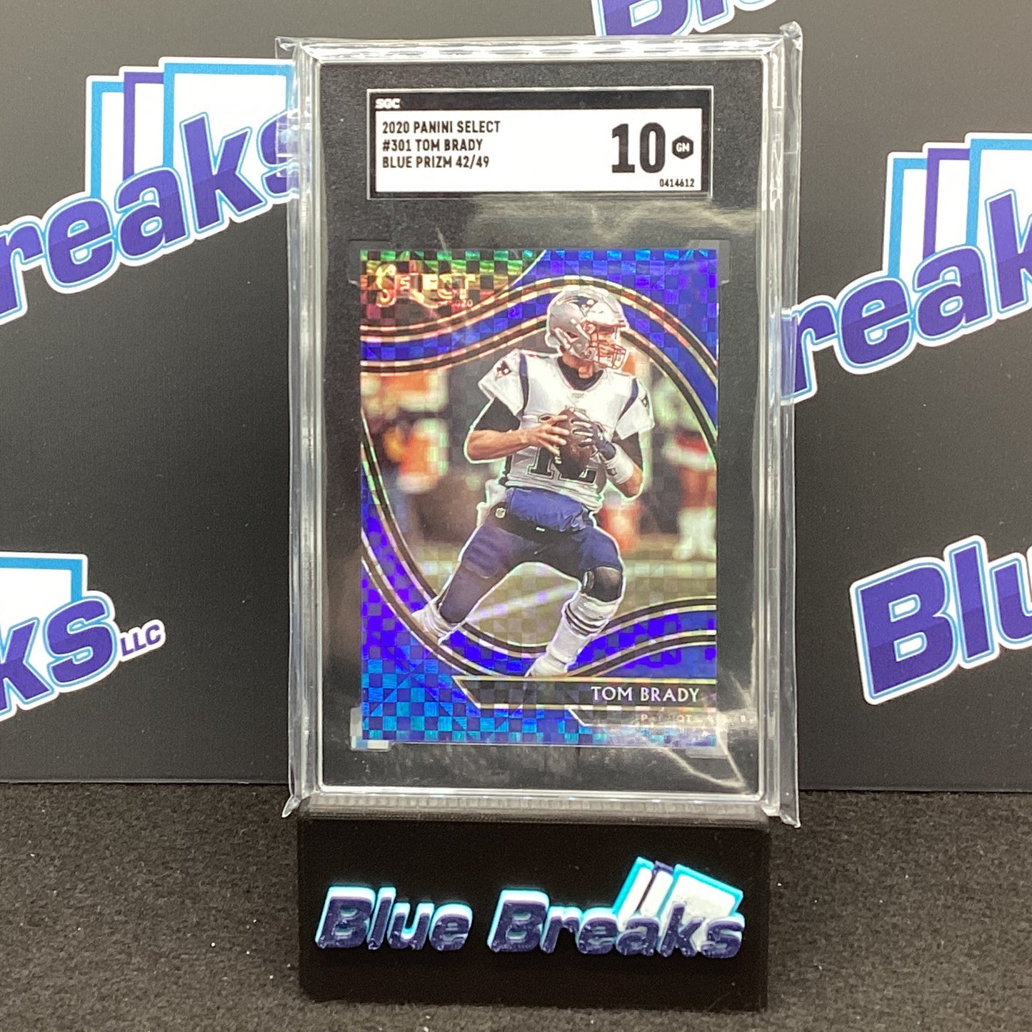 2020 Panini Select Blue Prizm Tom Brady 42/49 SGC 10 #301 Patriots