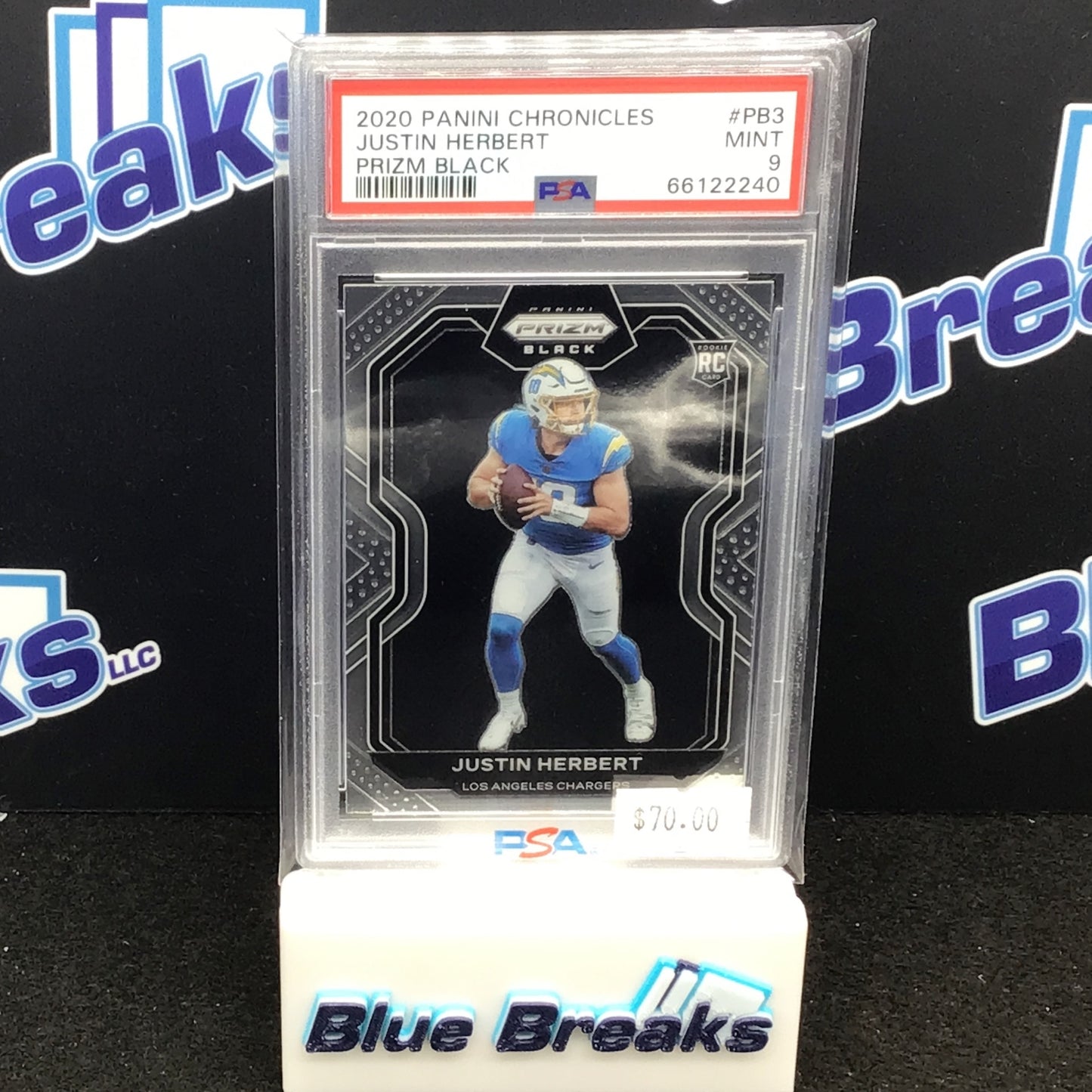 2020 Panini Chronicles Prizm Black Justin Herbert PB3 PSA 9 Chargers