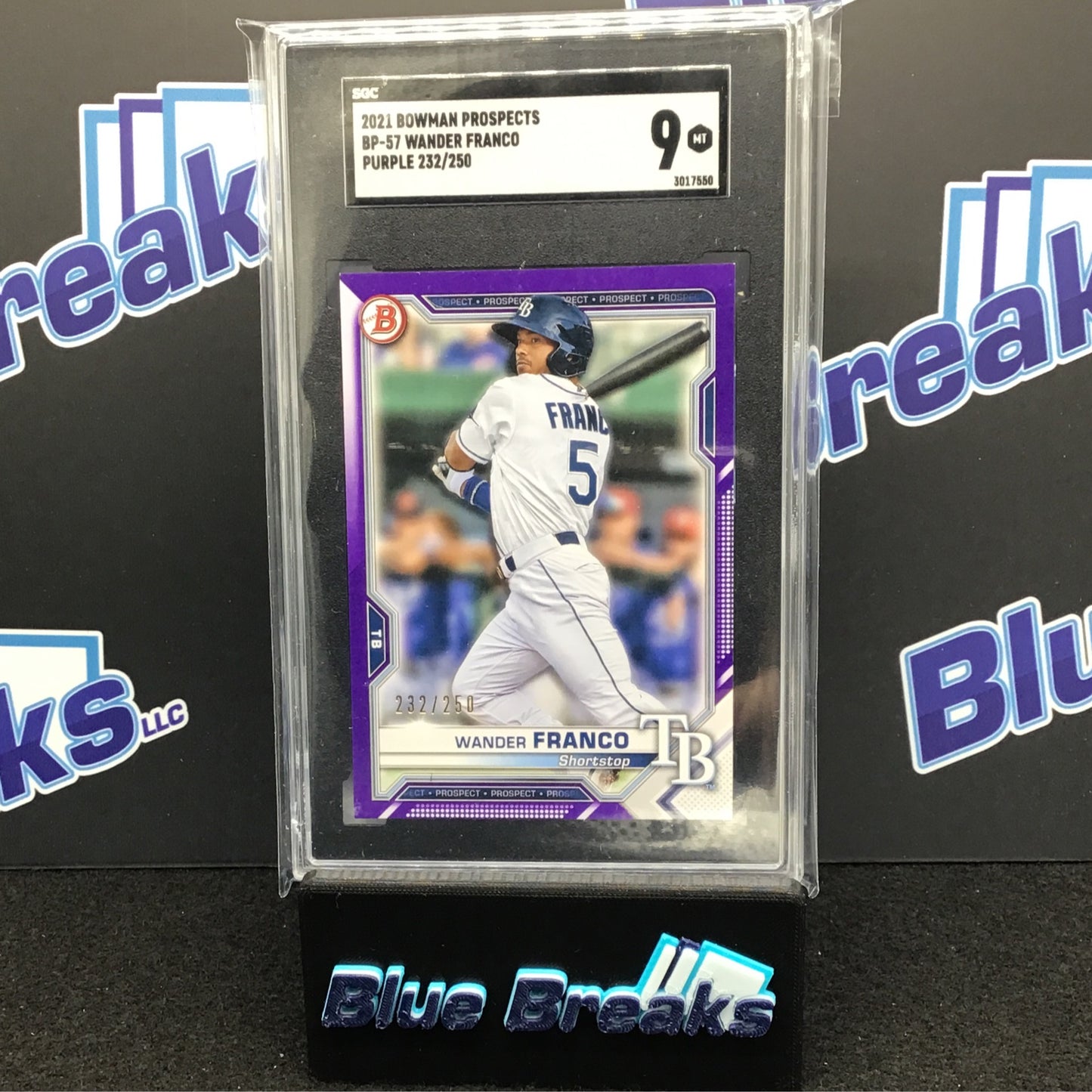 2021 Bowman Prospects Purple Wander Franco 232/250 #BP-57 SGC 9 Rays