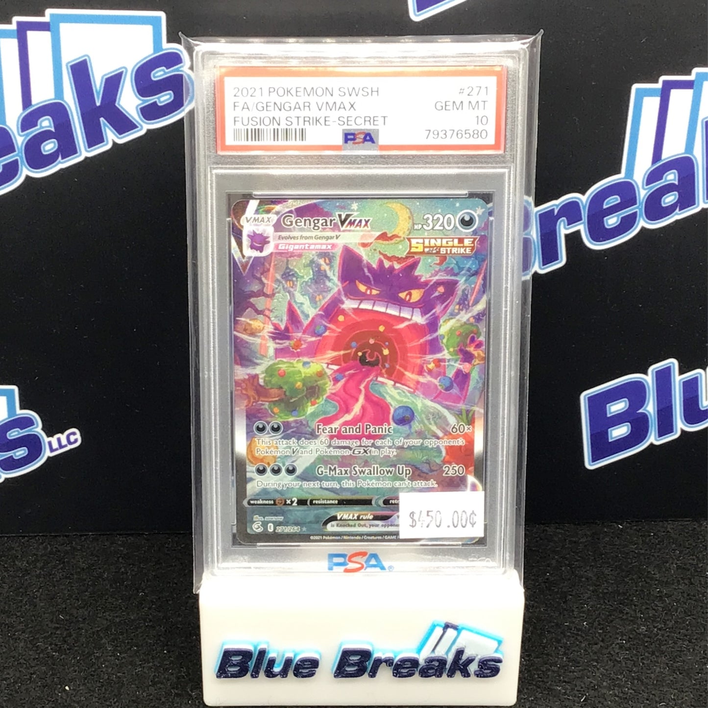 2021 Pokémon - Gengar Vmax - Fusion Strike - Secret - #271 - 271/264 - PSA 10