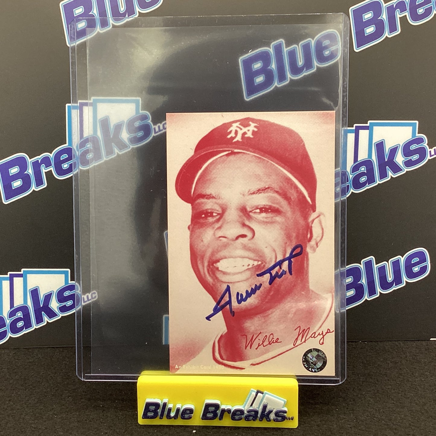 1980 Exhibit Card Red Willie Mays auto
