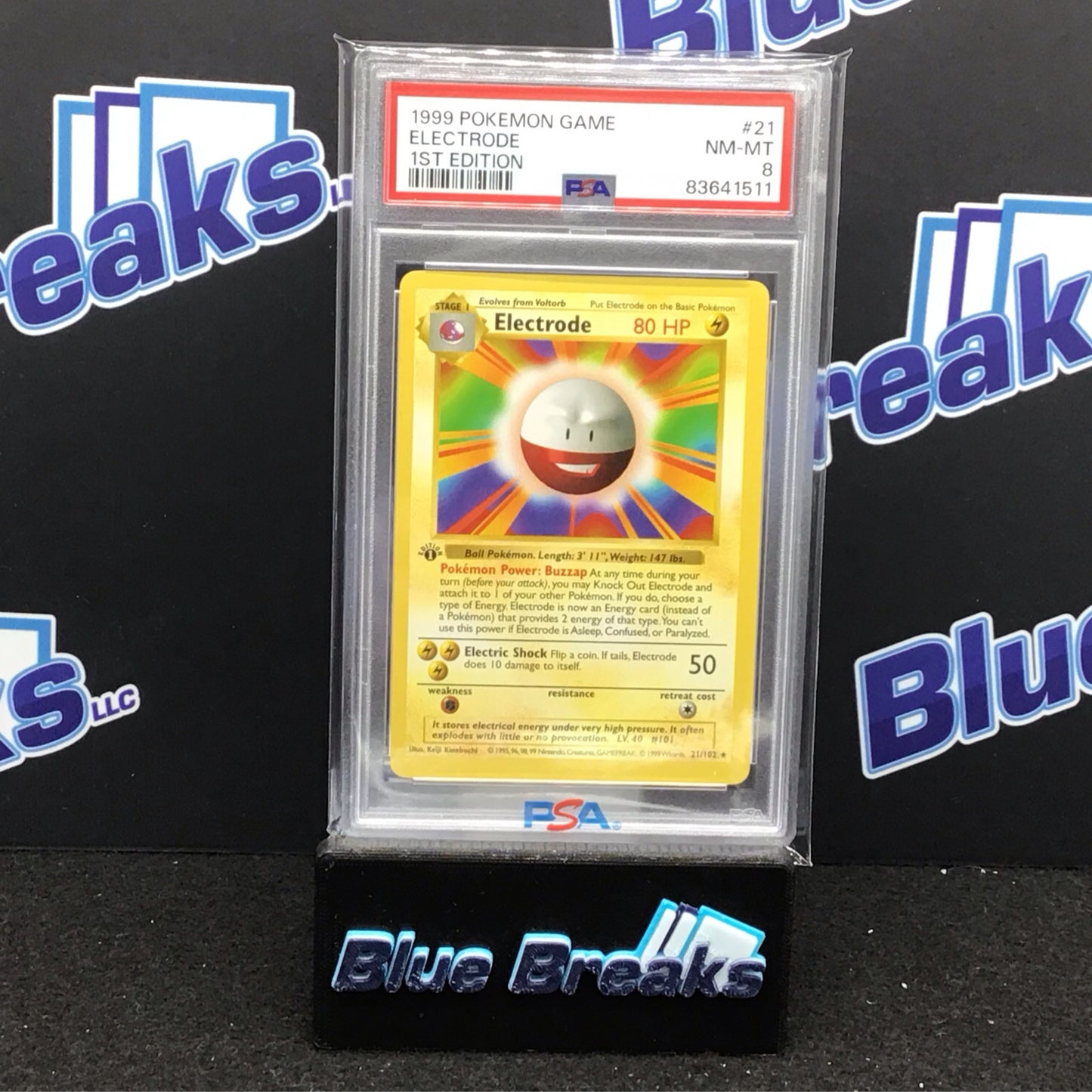 1999 Pokémon Game 1st Edition Electrode #21 PSA 8