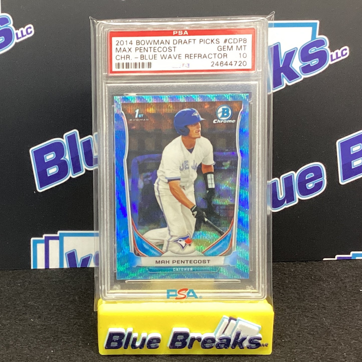 2014 Bowman Draft Picks Max Pentecost Chrome Blue Wave Refractor PSA 10