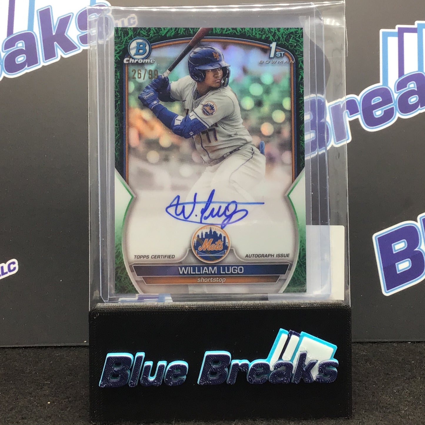 2023 Bowman Chrome 1st Bowman Green Grass Refractor William Lugo auto 26/99 #CPA-WL Mets