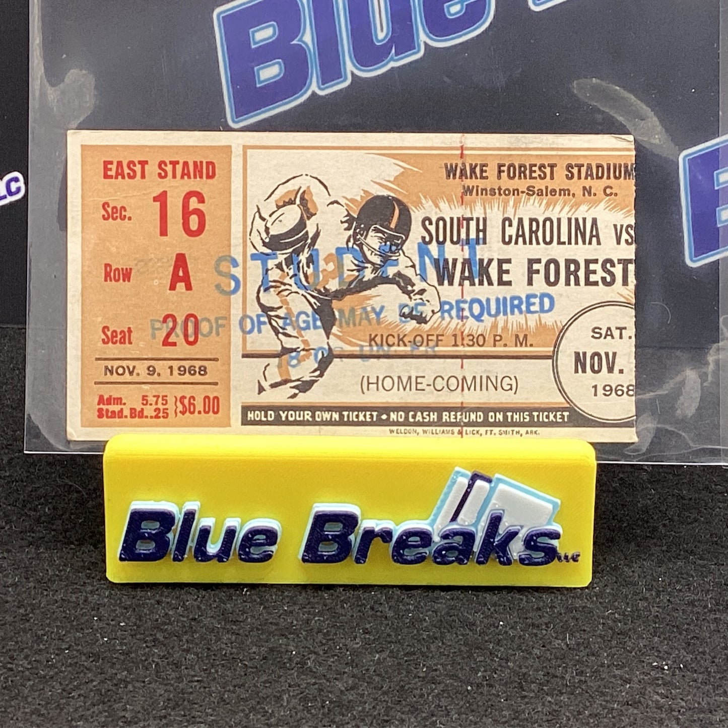1968 Ticket - South Carolina Vs Wake Forest