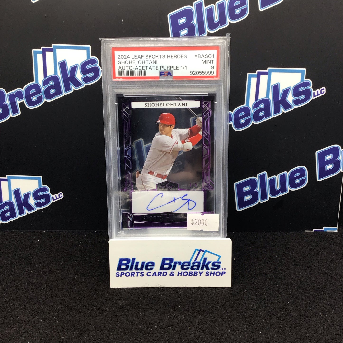 2024 Leaf Sports Heroes Acetat Purple Shohei Othani auto 1/1 #BA-SO1 PSA 9 Angels
