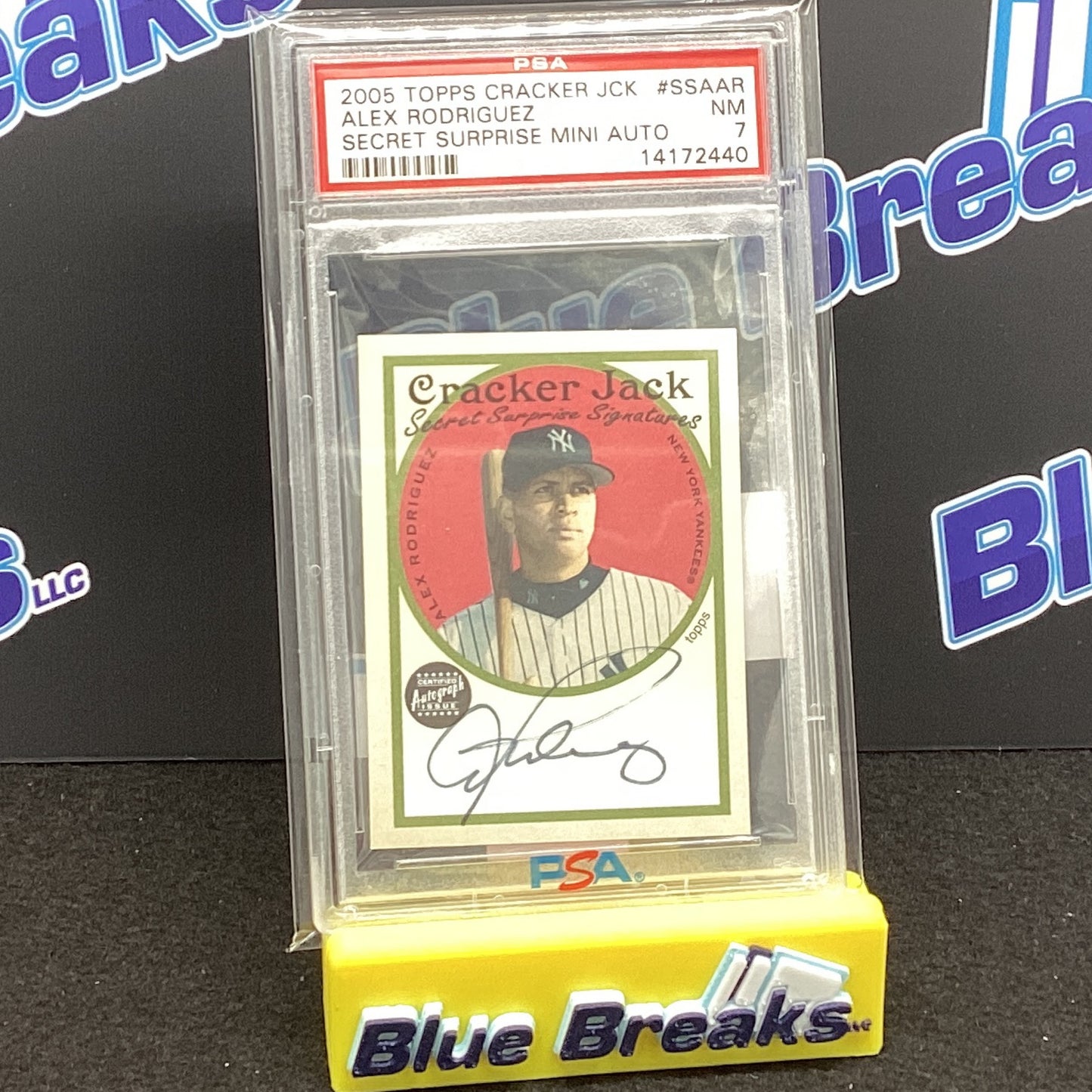 2005 Topps Cracker Jack Alex Rodriguez Secret Surprise Mini Auto PSA NM7