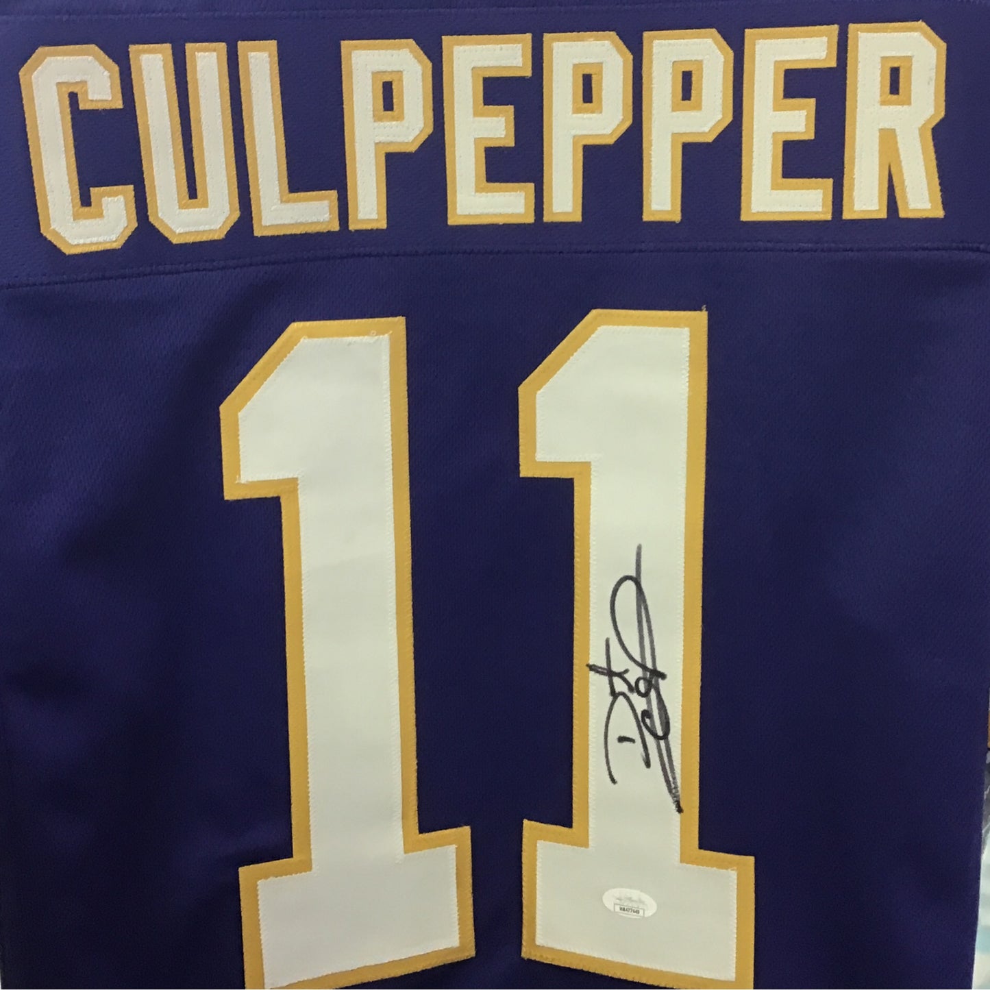 Dante Culpepper Viking colored autographed jersey JSA COA WA477449