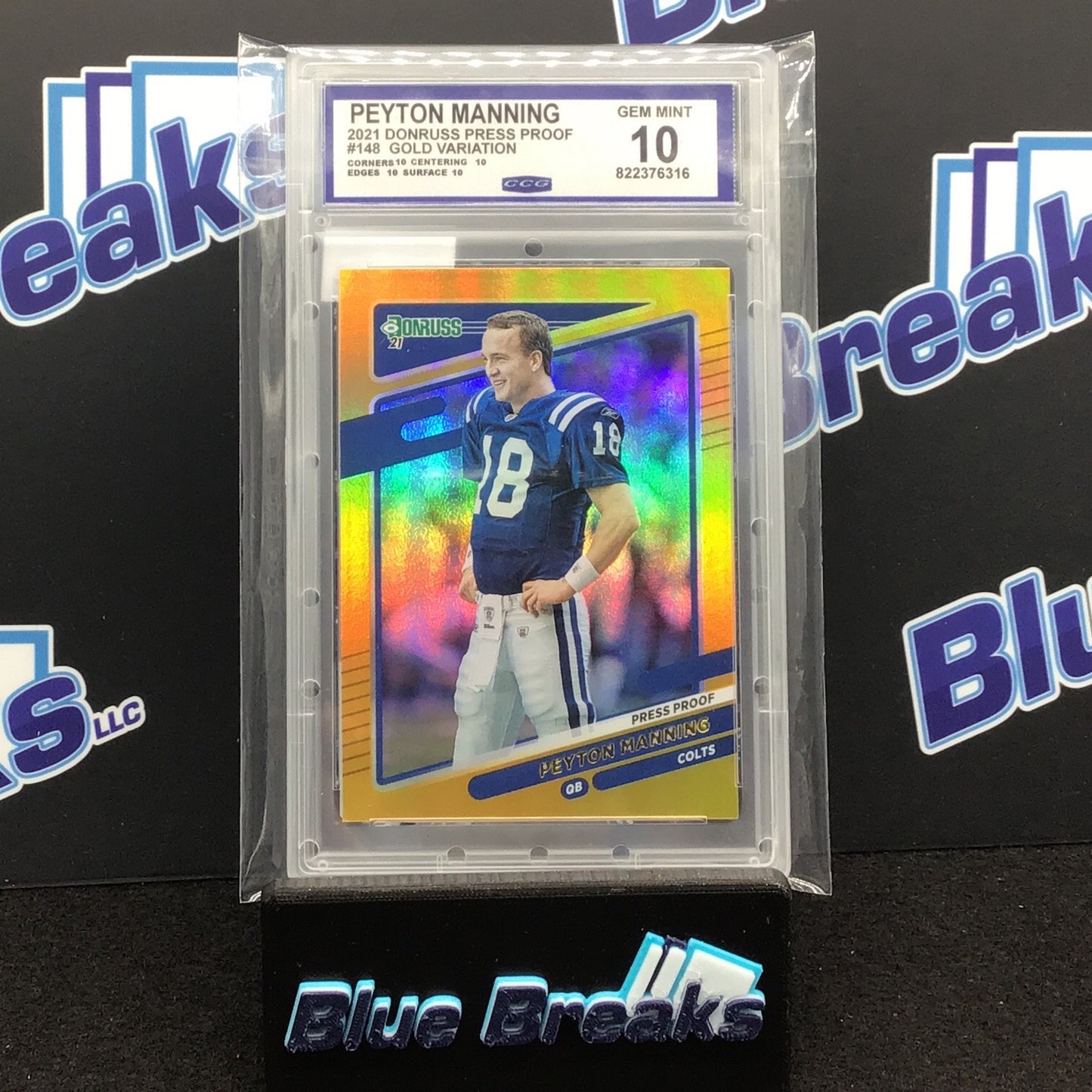 2021 Donruss Press Proof - Peyton Manning - Gold Variation - #148 - Indianapolis Colts CCG 10