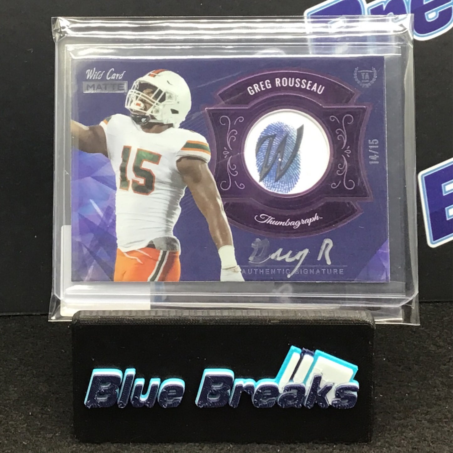 2021 Wild Card Matte Thumbagraph Greg Rousseau auto 14/15 #MTA-21 Bills