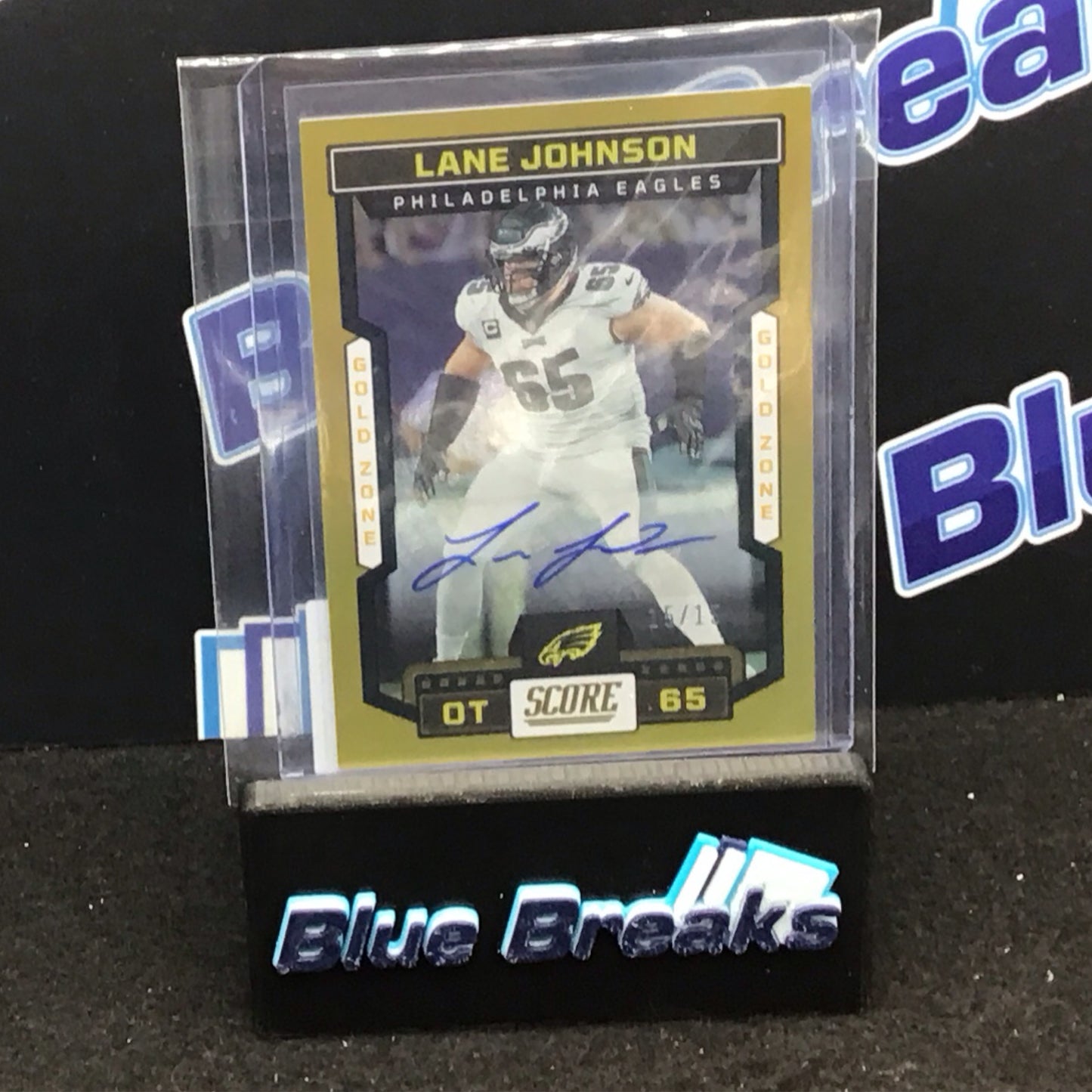 2023 Panini Score Gold Zone Lane Johnson auto 15/15 #250 Eagles