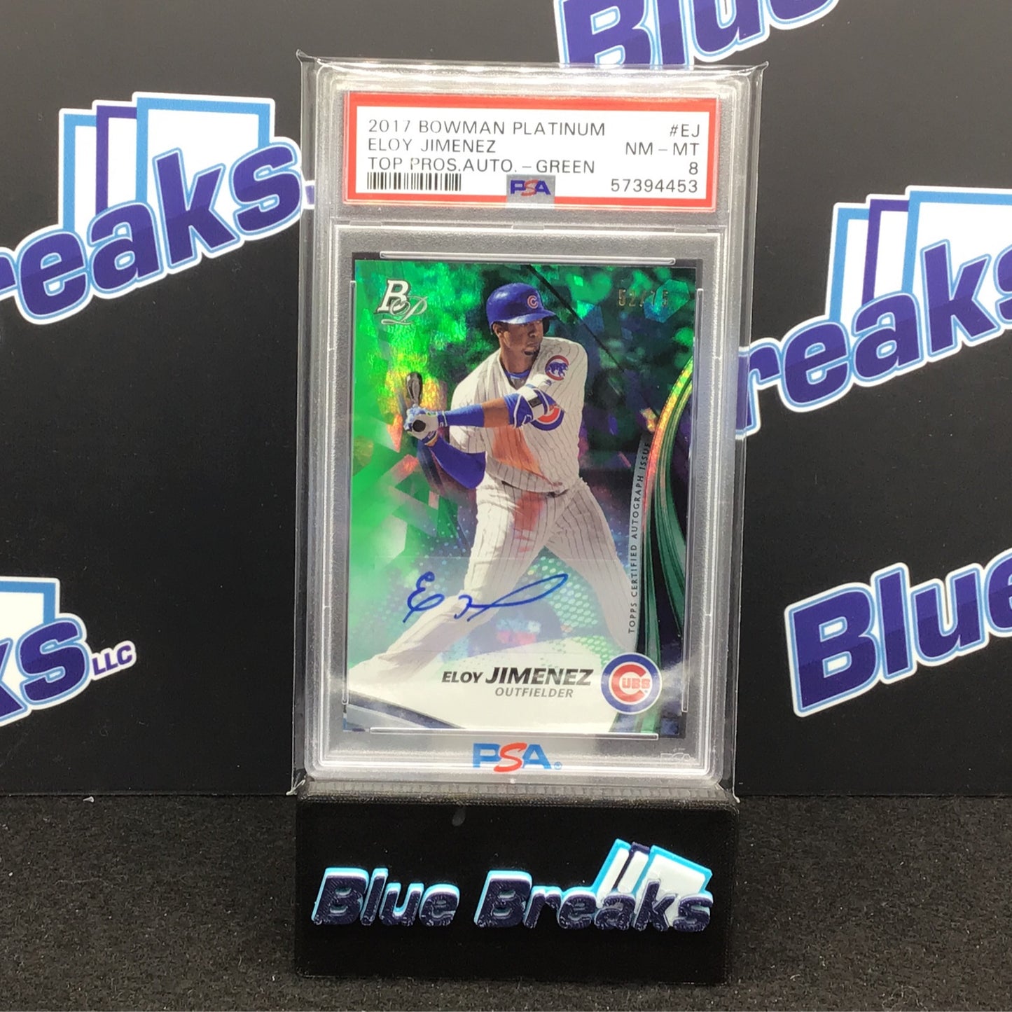 2017 Bowman Platinum - Eloy Jimenez - Top Prospect Auto - Green PSA 8 - Chicago Cubs