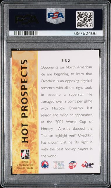 2005 In the Game - Heroes & Prospects - Alexander Ovechkin - #362 - PSA 10 - hockey - Capitals