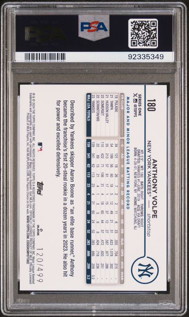 2024 Topps - Series One - Green Crackle Foil Board - Future Stars - Anthony Volpe - 120/499 - #180 - PSA 10 - baseball - Yankees