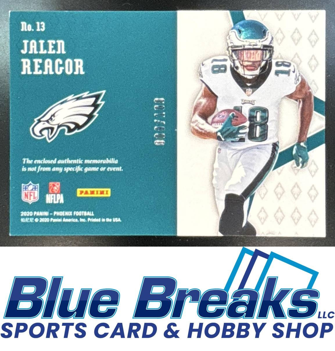 2020 Panini Phoenix Jalen Reagor #13 Rookie Memorabilia 009/100 RC