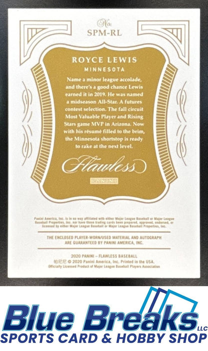2020 Panini Flawless Royce Lewis #SPM-RL Signature Prime Materials Ruby 11/20 Relic Auto Twins