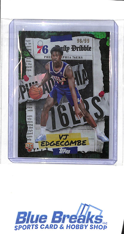 2025 Topps - Daily Dribble - Green Rainbow - VJ Edgecombe - 96/99 - RC - #DD-33 - basketball - 76ers