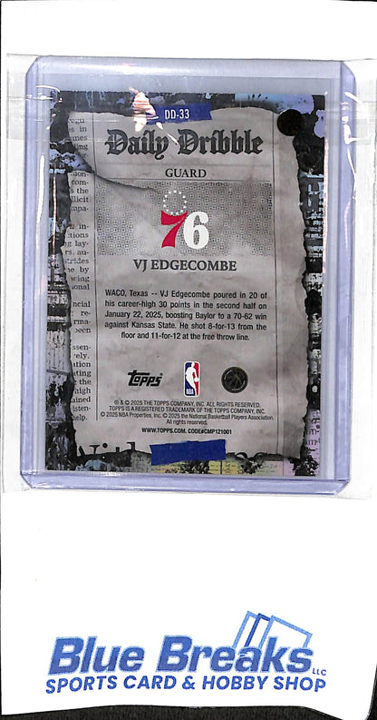 2025 Topps - Daily Dribble - Green Rainbow - VJ Edgecombe - 96/99 - RC - #DD-33 - basketball - 76ers