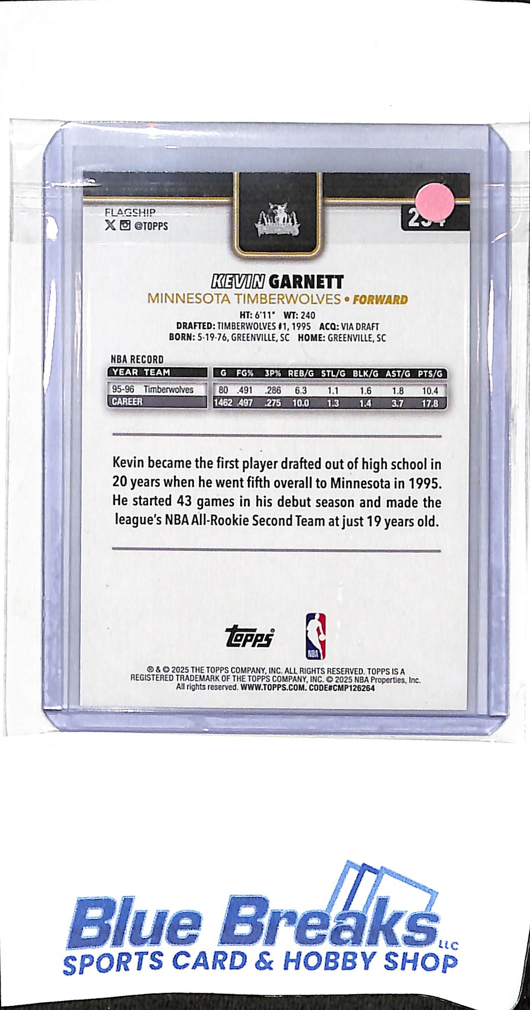 2025 Topps - flagship - blackout - Kevin Garnett - #254 - basketball - Timberwolves