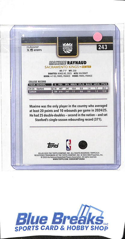 2025 Topps - flagship - blackout - Maxime Raynaud - RC - #243 - basketball - Kings