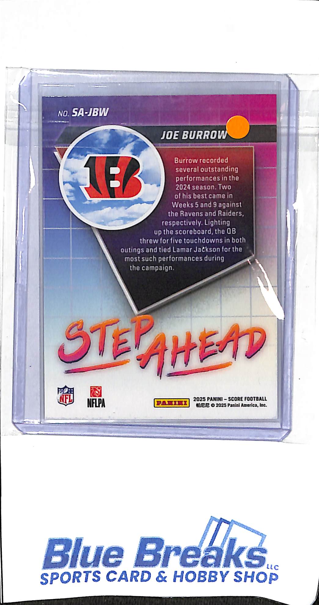 2025 Panini - Score - Step Ahead - Joe Burrow - #SA-JBW - Bengals