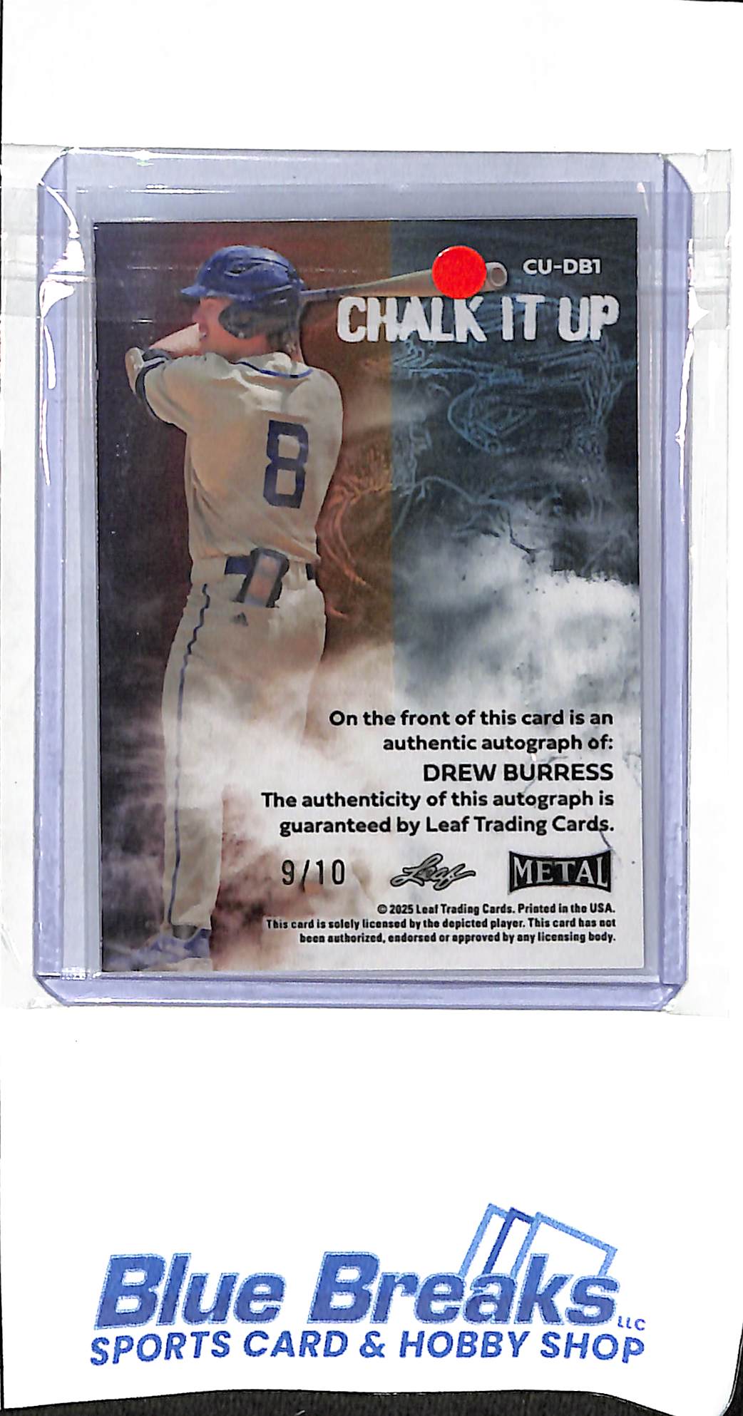 2025 Leaf Metal - Chalk It Up - Drew Burress - auto - 9/10 - #CU-DB1 - baseball - Yellow Jacket