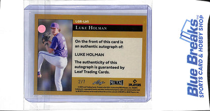 2025 Leaf Metal - blue - Luke Holman - auto - 2/7 - #LGR-LH1 - baseball - Reds