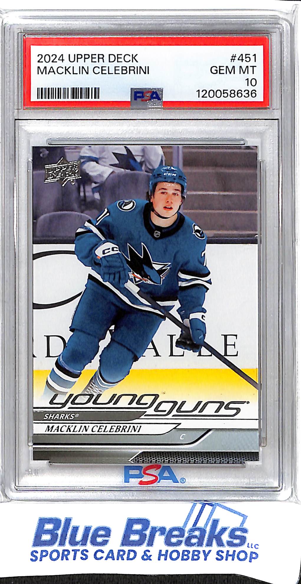 2024 Upper Deck - Young Guns - Macklin Celebrini - #451 - PSA 10 - hockey - Sharks