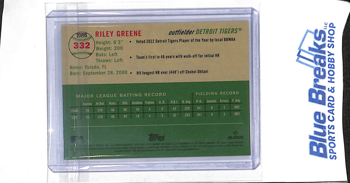 2023 Topps Chrome Platinum - orange - Riley Greene - 02/25 - #332 - baseball - Tigers
