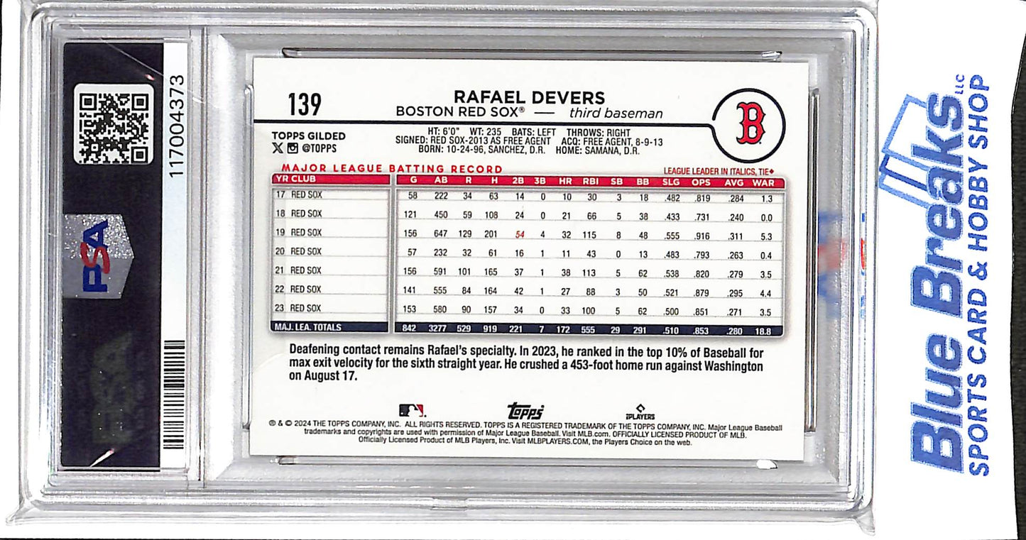 2024 Topps Chrome - Gilded Collection - Gold Lava - Rafael Devers - 07/10 - #139 - PSA 10 - baseball - Red Sox