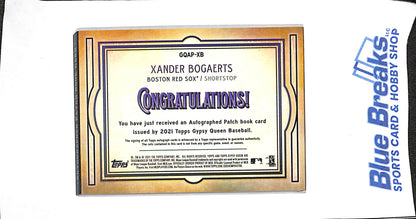 2021 Topps - Gypsy Queen - Xander Bogaerts - auto relic booklet - 03/20 - #GQAP-XB - baseball - Red Sox