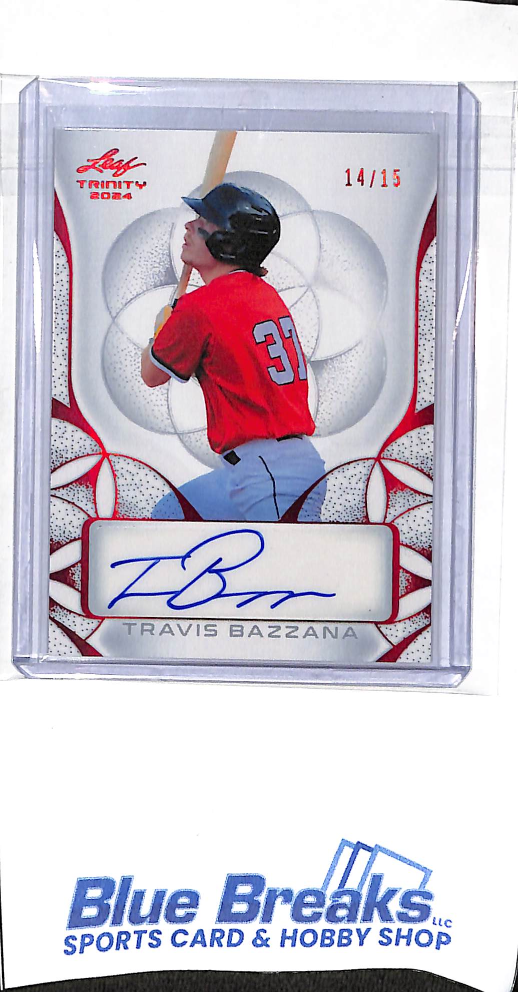 2024 Leaf - Trinity - red - Travis Bazzana - auto - 14/15 - BA-TB1 - baseball - Guardians