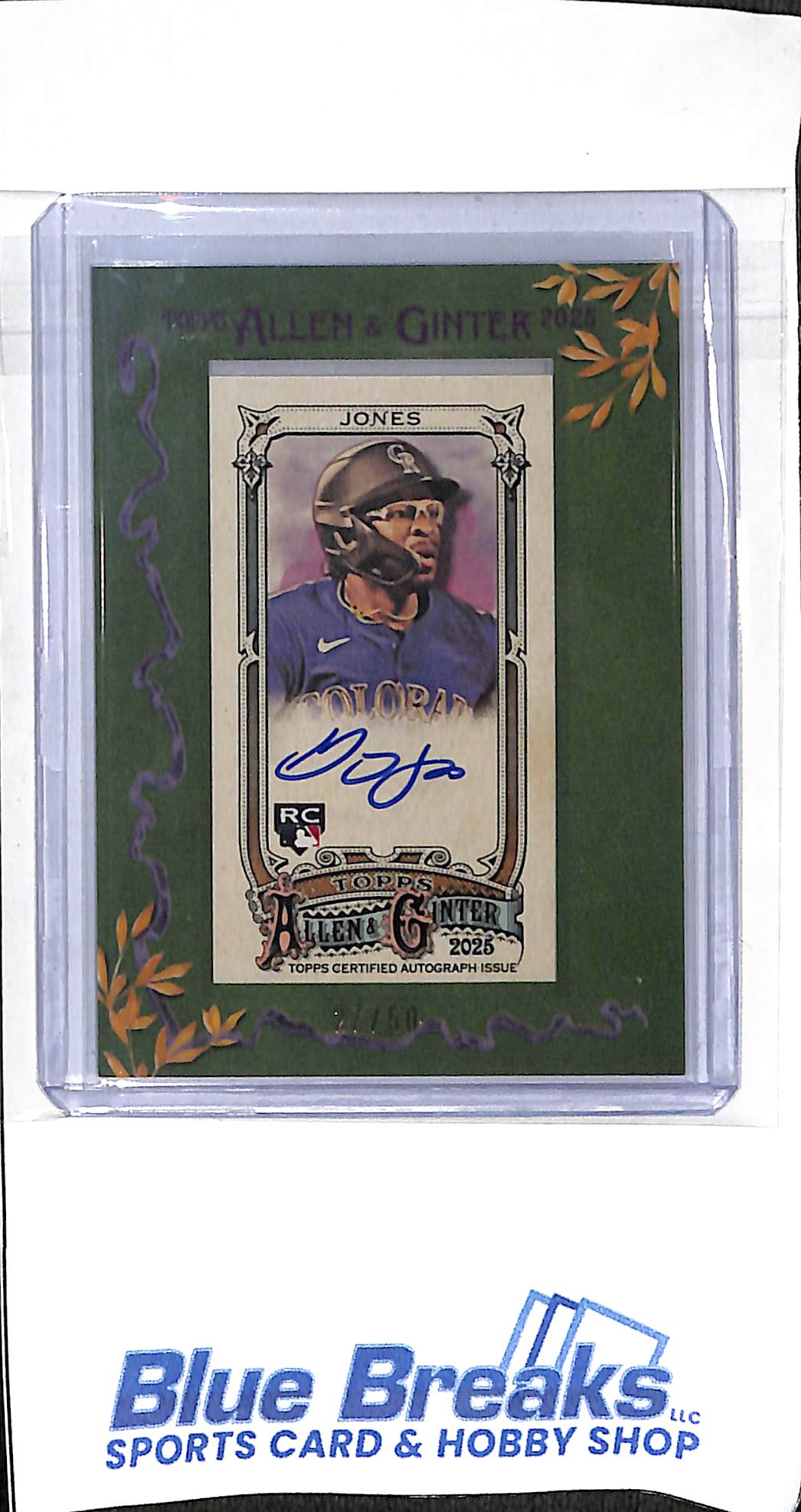 2025 Topps - Allen & Ginter - Greg Jones - Green Framed Mini - auto - 27/50 - RC - #MA-GJ - Rockies